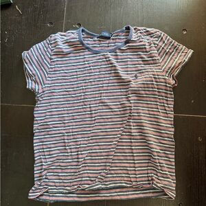 Ralph Lauren Striped Short Sleeve Tee in Navy, White & Red